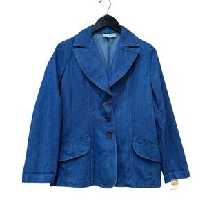 Vintage Denim Blazer Jacket Size 10 Button Down Jacket NOS